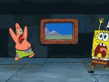 Bob l’éponge et Patrick réagissent avec surprise.